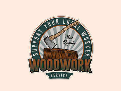 Woodwork Service Round Colorful Badge Illustration badge design badge logo badges branding carpentry design graphic design illustration logo vector wood woodwork woodwork service