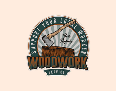 Woodwork Service Round Colorful Badge Illustration badge design badge logo badges branding carpentry design graphic design illustration logo vector wood woodwork woodwork service