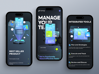 🌟 Synergy: Mobile-First Team Management 🚀 animation branding graphic design mobileapp ui uiux