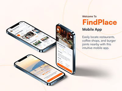 FindPlace Mobile App booking app figma food locator mockup navigate place finder restaurant trendy ui ui design ux