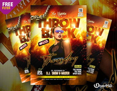 Free Flyer | Thursday Club Night Party Flyer PSD Template design dj party event flyer flyer flyer psd free free flyer free psd graphic design party flyer party poster poster design psd psd flyer psd template weekend party