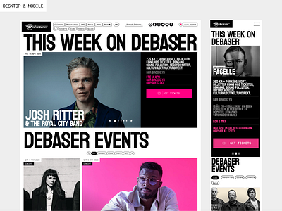 Debaser website concert design events ui ux uxui website