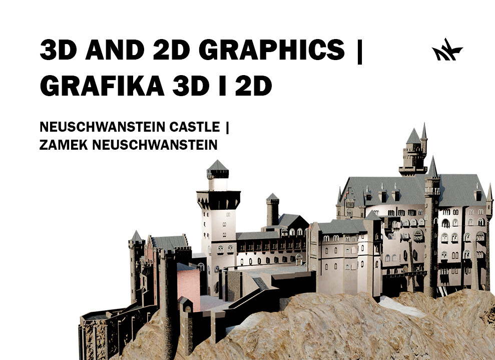 3D and 2D Neuschwanstein castle / 3D i 2D zamek Neuschwanstein 3d blender castle design illustration photoshop render