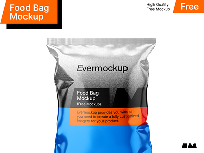 Food Bag Mockup (FREE MOCKUP) 3d branding chips bag download evermockup food bag free mockup graphic design illustration metallic mockup mockups pouch snacks template