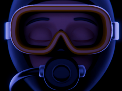 Face closeups from Pool animation 3d animation blender3d blue character dark diver ios lights night pool render space studio underwater