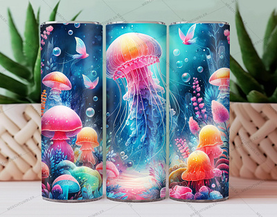 Jellyfish Tumbler Skinny Tumbler Wrap 20 oz tumbler 30 oz tumbler color image design illustration jellyfish jellyfish art jellyfish background jellyfish design jellyfish vector phitography skinny tumbler skinny tumbler wrap sublimation tumbler design tumbler sublimation tumbler warp vector art waterslide tumbler