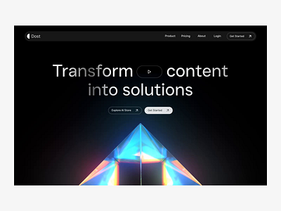 AI landing page design - Dost 3d ai animation artificial intelligence bento clean dark design glass interface landing page minimal mockup nlp spline ui ux web web design website