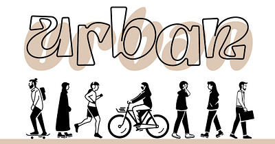 urban activity bicycle branding business campus design flat illustration lettering lifestyle logotype runner skateboard urban