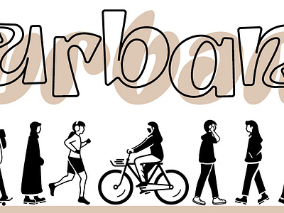 urban activity bicycle branding business campus design flat illustration lettering lifestyle logotype runner skateboard urban