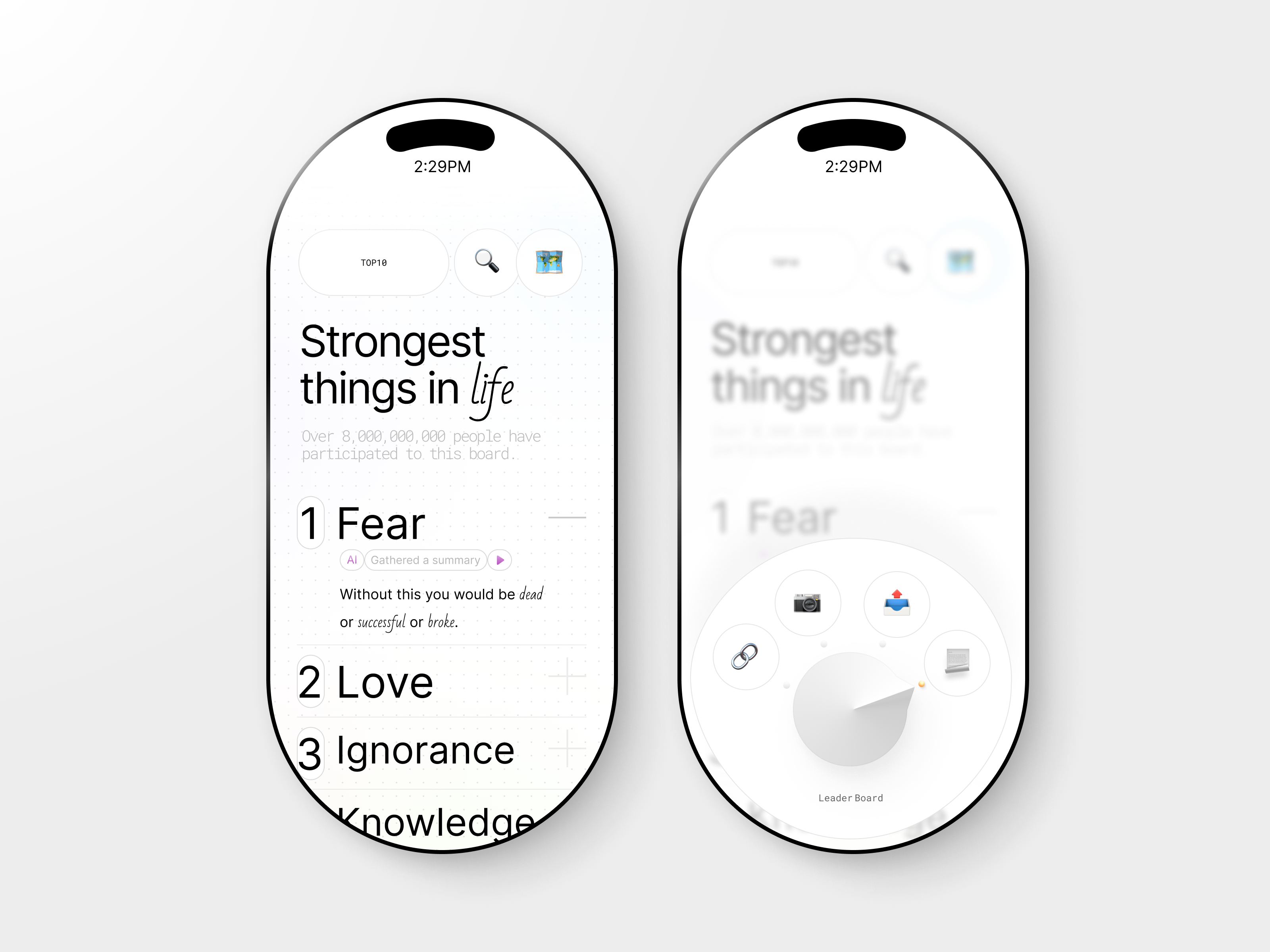 Leaderboard Concept 2pac ai ai list black and white clean design concept concept design dot pattern figma leaderboard mani jalilzadeh minimalism mobile prototype rank ranking skeumorphism video player