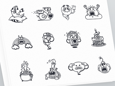 Sticker Sketches badge branding cartoon character character character design design doodle emoji game design graphic design identity illustration logotype mascots sketch sketchbook sticker design stickerpack stickers ui