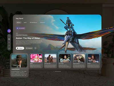 Immersive Streaming on Apple Vision Pro ui visionpro