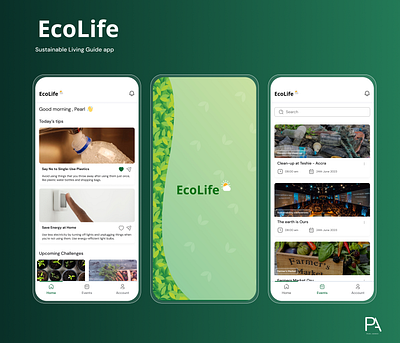 Sustainable living guide exploration design mobile ui ux