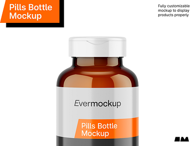 Pills Bottle Mockup 3d amber blue branding download evermockup glossy graphic design green illustration matte mockup mockups pills bottle supplement bottle