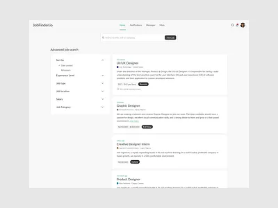 Job finder graphic design ui