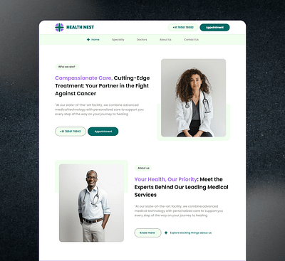 Health Nest - Hospital website UI design figma hospital mobileapp ui uiux ux webdesign website