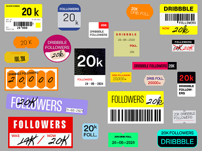20k followers on Dribbble 20k community design dribbble followers graphic design illustration tag tags
