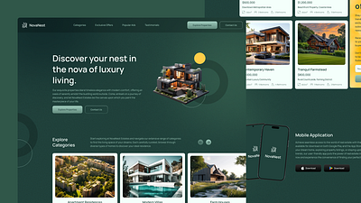 Modern Real Estate Resale Landing Page: NovaNest branding creative design figma landing landing page page real estate showcase template ux web web design