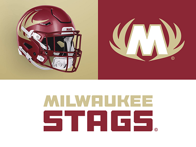 19/32 – Milwaukee Stags antlers branding design football graphic design illustration logo milwaukee sports sports branding stag typography
