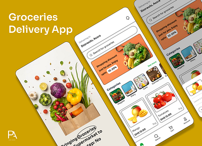 Groceries delivery app - Neo-brutalism app design mobile ui ux
