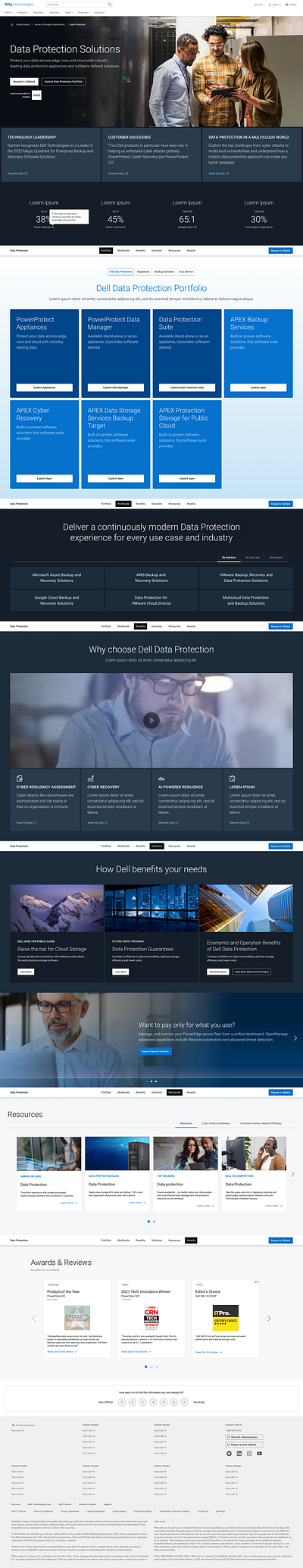 Data Protection on the Dell website product design ui web design