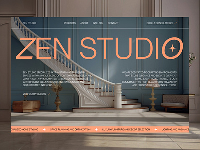 Zen Studio - interior design landing page architecture branding decor interior interior design typography ui userinterface ux web design website