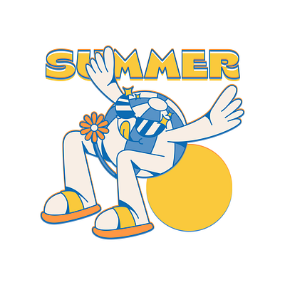 Summer Ball beach ball illustration retro summer vector yellow