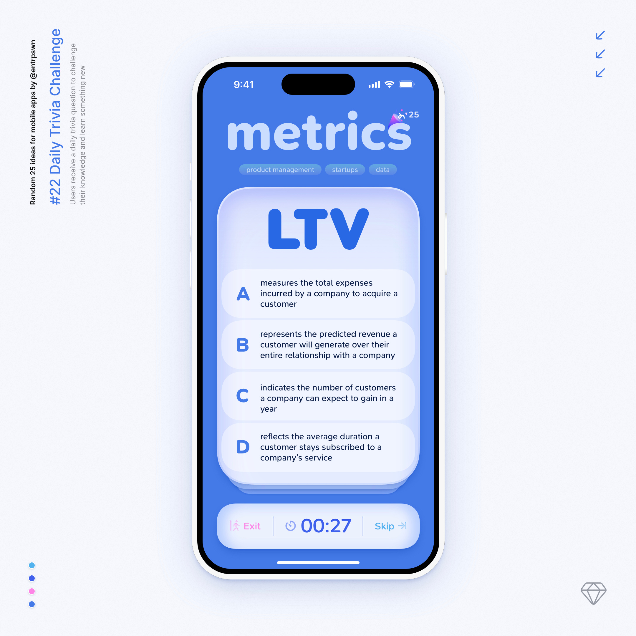 Daily Trivia Challenge app challenge daily design game iphone knowledge mobile sketch ui words