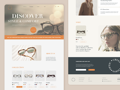 Landing page for an Optic Store landing page main screen optic store uxui web design