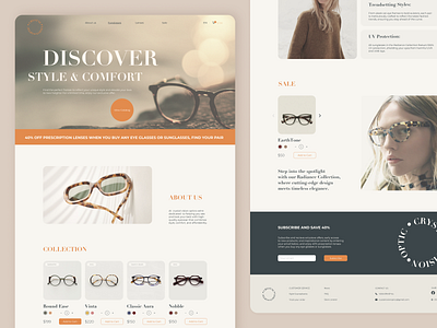 Landing page for an Optic Store landing page main screen optic store uxui web design