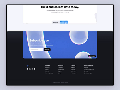 Footer - OnlyForm 3d animation design flat framer landing page minimal simple spline ui