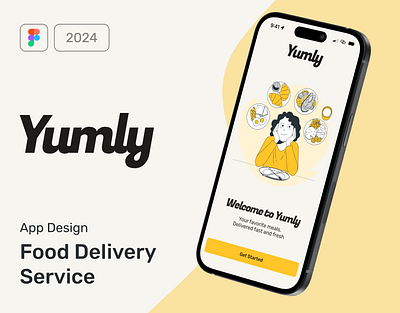 Yumly - Food Delivery Service Design Concept app appdesign figma foodapp graphicdesign mobileappdesign mobileui responsivedesign ui design uiux