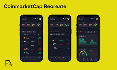 CoinmarketCap Replicate app design mobile ui