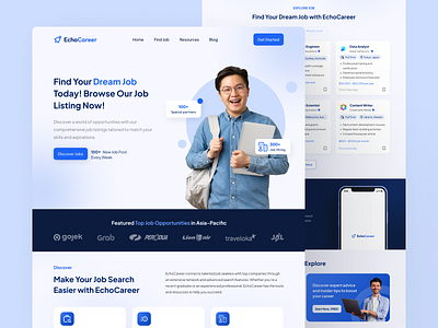 EchoCareer – Job Portal Website! dailyui design designinspiration joblist jobplatform jobportal jobsearch jobseeker landingpage mobileapp portfolio ui uidesign userinterface uxdesign webdesign website