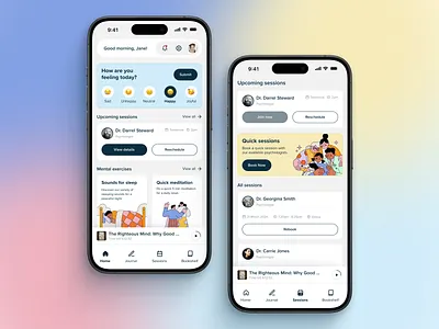Mental health mobile app design figma graphic design health mental mobile mobileapp ui uidesign uiux ux