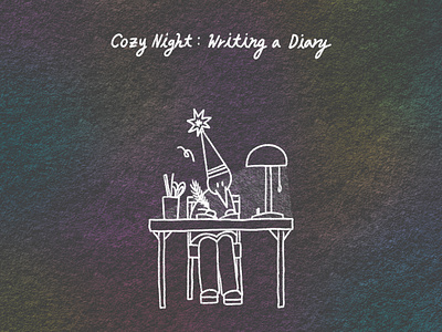 Cozy Night : Writing a Diary art artwork chair design diary illust illustration ipad lamp lettering line minimal night photoshop tweetyheather writing