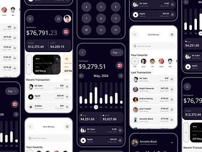 Mobile Banking App UI alif app app design balance banking black card figma finance menu modern money saving transaction ui ui design ui ux ui ux design ux design web design