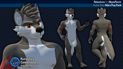 Retexture for AbyssFenrir 3d 3d model anthro anthropomorphic canine commission furry furryart noai odo pack pup puppack retexture texturing vrchat