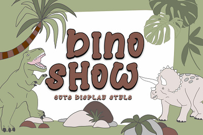 Dino Show beautiful branding christmas design dino dinosaur display font font design graphic design handwritten illustration kdp logo procreate svg ui