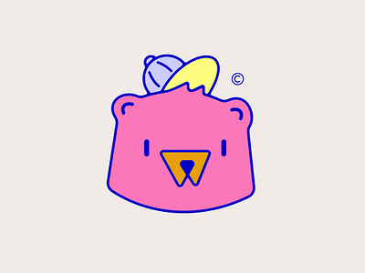 Friendly Bear animal bear blue cap care children colorful friendly head kids logo mascot outline pink play playful