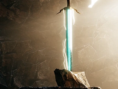 The legendary stone sword 3d animation blender easy blender effect game learn blender lightning man sword text