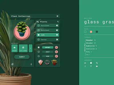 Glass Grass - Mini UI Theme app design design inspiration design trends garden graphic design interface design modern design plants prototype succulent tech design ui ui inspiration user interface ux visual design web wireframe