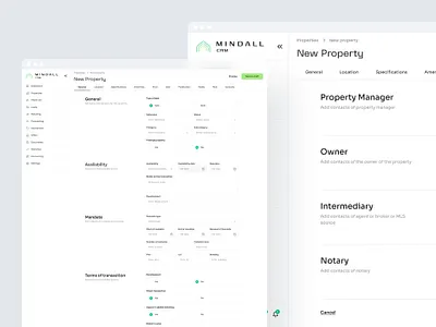 New Property | Mindall CRM automation checkbox create crm design digital draft form input inspiration listing management mobile preview property proptech radiobutton real estate ui ux