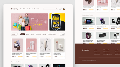 BreezeBuy || E-Commerce Website app design e commerce figma minimal online product design shop store ui ux