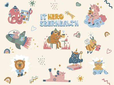 IT Hero SberHealth character design illustration procreate set illustrations