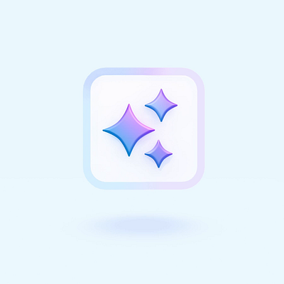 Magic 3D icon 3d ai animation frost glass glow icon loop magic purple sparkle spline