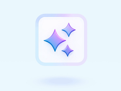 Magic 3D icon 3d ai animation frost glass glow icon loop magic purple sparkle spline