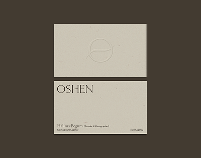 Business Card Design For Oshen Agency brand design brand direction brand identity branding business card card design fashion branding graphic design logo logo design luxury branding minimalist