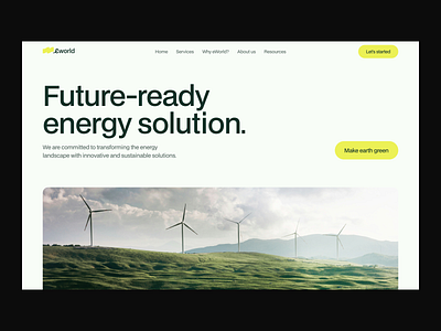 Green energy website branding clean design energy graphic design green illustration logo minimalistic modern ui uiux uiuxdesign ux webdesign