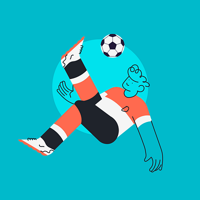 kick branding design football graphic design icon illustration line minimal player retro simple soccer ui